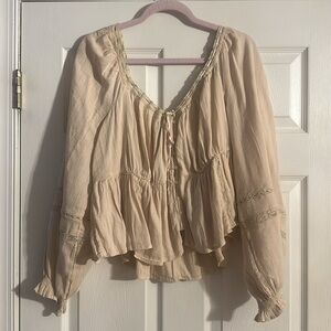 American Eagle Outfitters Beige Peasant Blouse